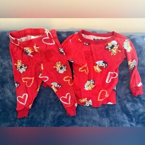 Bluey Valentine red heart Print Pajama Set 18m
